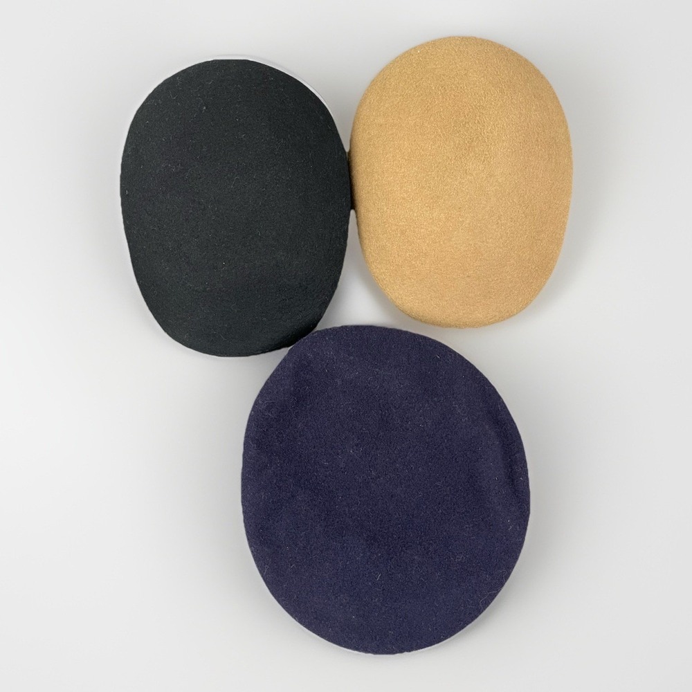 Kangol 100% Wool Flat Cap Hat Black Blue Camel Brown Newsboy Beret - Lot of 3